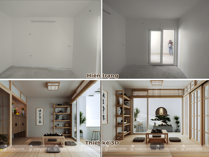 thiết kế thi công nội thất chung cư phong cách Nhật Bản